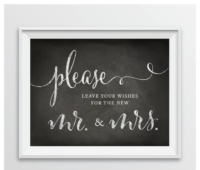 Vintage Chalkboard Wedding Party Signs-Set of 1-Andaz Press-Leave Your Wishes For New Mr. & Mrs.-
