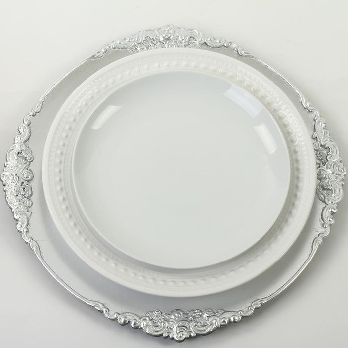 Vintage Charger Plates-Koyal Wholesale-Silver-Set of 4-