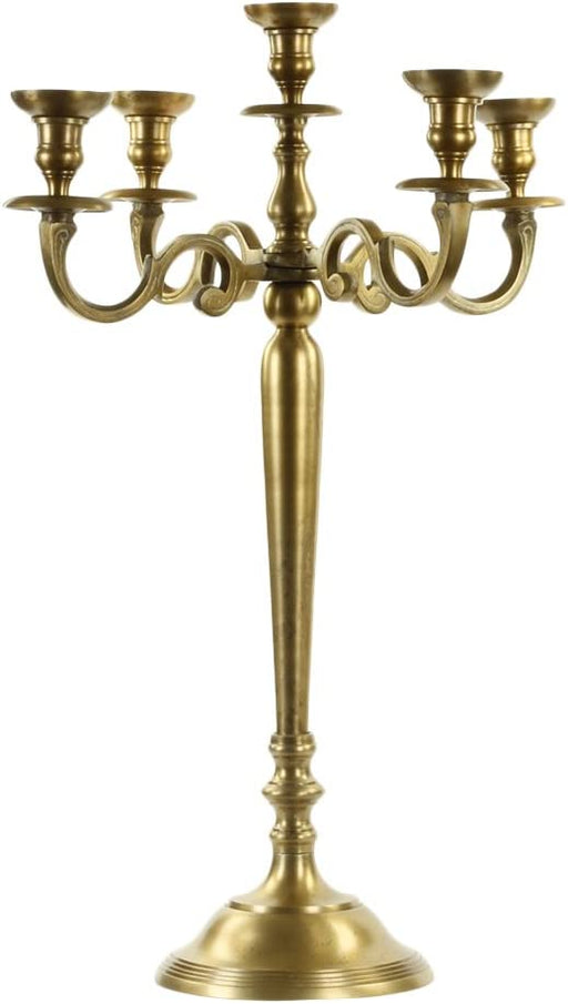 Vintage Gold Elegant Spotted Design, 5 Arm Metal Candelabras-Set of 1-Koyal Wholesale-Vintage Gold-24"-