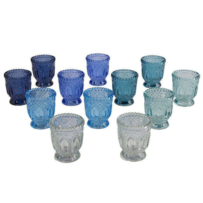 Vintage Ombre Glass Votive Candle Holders, Set of 12-Set of 12-Koyal Wholesale-Green-
