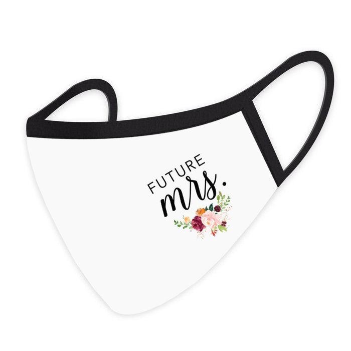 Wedding Collection Face Mask, Reusable White Cloth Face Masks with 1 Replaceable PM 2.5 Protection Filter-Set of 1-Andaz Press-Floral Future Mrs.-
