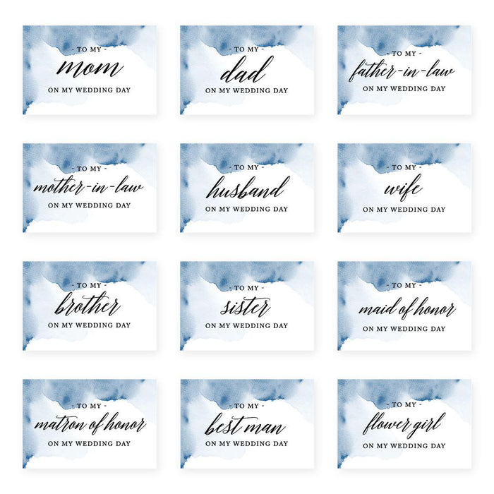 Wedding Day Gift Cards with Envelopes, To My Wife Husband Mom Dad Mother-In-Law Father-In-Law-Set of 12-Andaz Press-Blue Roses-