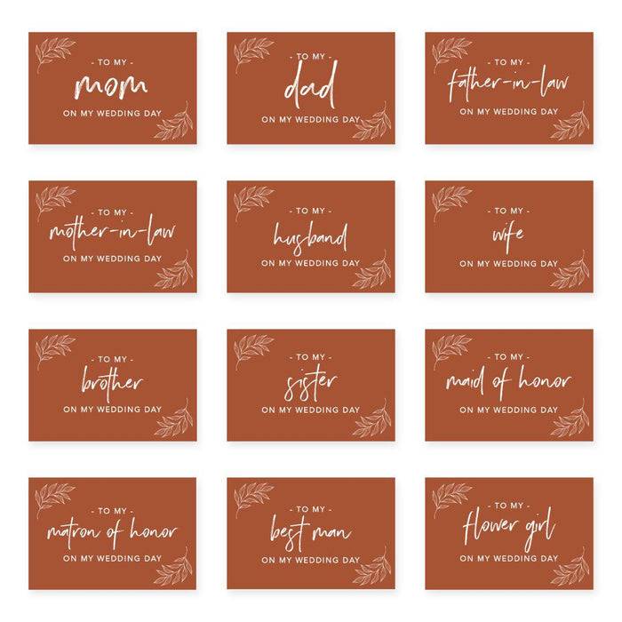 Wedding Day Gift Cards with Envelopes, To My Wife Husband Mom Dad Mother-In-Law Father-In-Law-Set of 12-Andaz Press-Blue Roses-