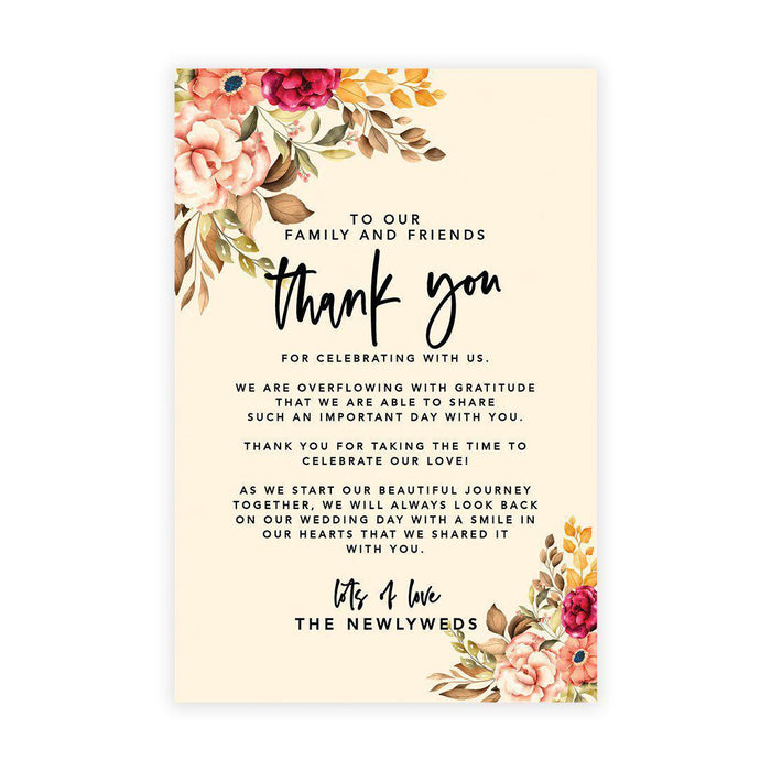 Wedding Thank You Place Setting Cards for Table Reception, Wedding Decoration Seating Design 1-Set of 56-Andaz Press-Autumn Fall Maple Leaves-