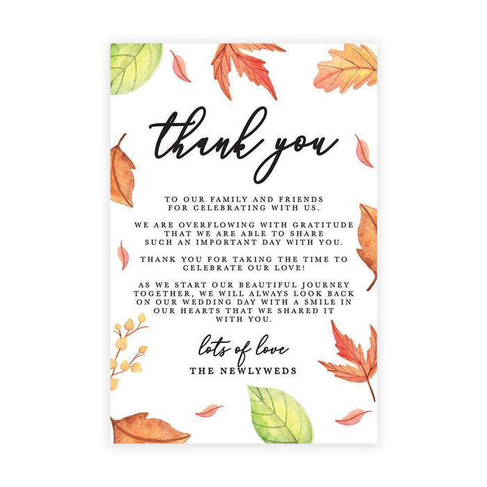 Wedding Thank You Place Setting Cards for Table Reception, Wedding Decoration Seating Design 1-Set of 56-Andaz Press-Autumn Fall Maple Leaves-