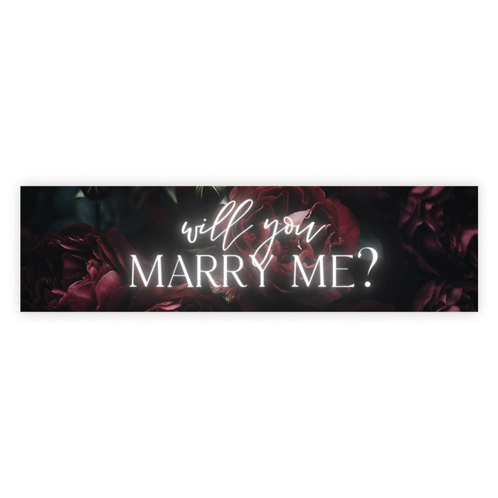 Will You Marry Me Sign Banner | Proposal & Valentine's Day Decorations Ideas, Set of 1-Set of 1-Andaz Press-Neon Light Will You Marry Me? Burgundy Roses-