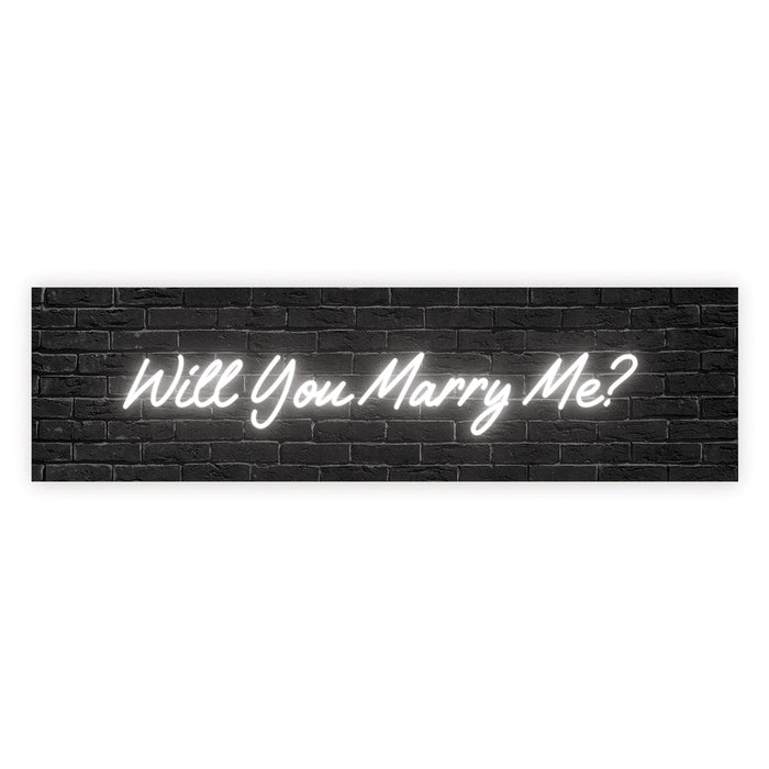 Will You Marry Me Sign Banner | Proposal & Valentine's Day Decorations Ideas, Set of 1-Set of 1-Andaz Press-Neon Will You Marry Me? Industrial-