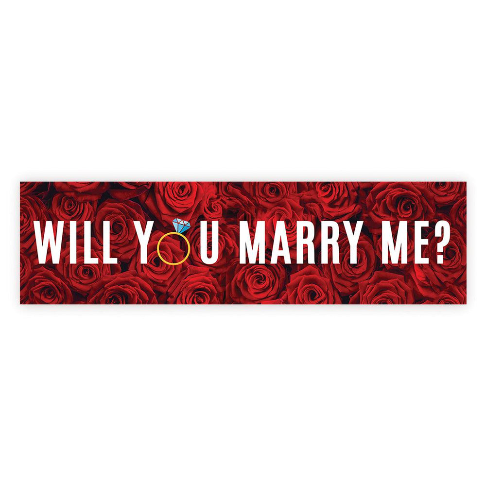 Will You Marry Me Sign Banner | Proposal & Valentine's Day Decorations Ideas, Set of 1-Set of 1-Andaz Press-Red Roses and Diamond Ring Will You Marry Me?-