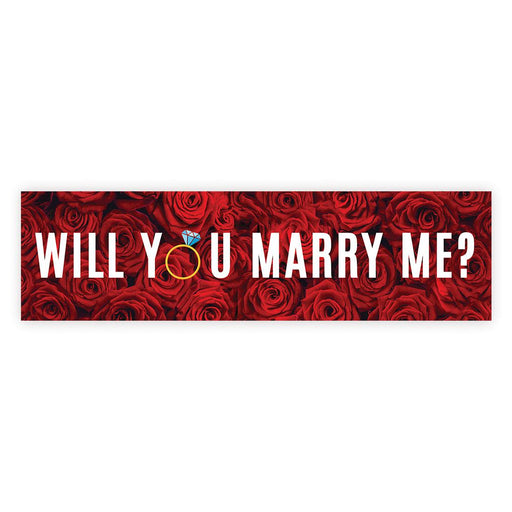 Will You Marry Me Sign Banner | Proposal & Valentine's Day Decorations Ideas, Set of 1-Set of 1-Andaz Press-Red Roses and Diamond Ring Will You Marry Me?-