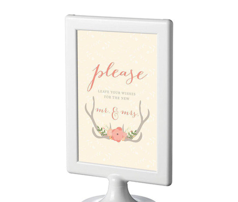 Woodland Deer Wedding Framed Party Signs-Set of 1-Andaz Press-Leave Your Wishes For New Mr. & Mrs.-