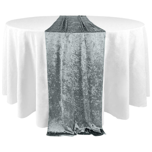 XL Premium Crushed Velvet Table Runner, 20 x 120 Inch-Set of 1-Koyal Wholesale-Gray-