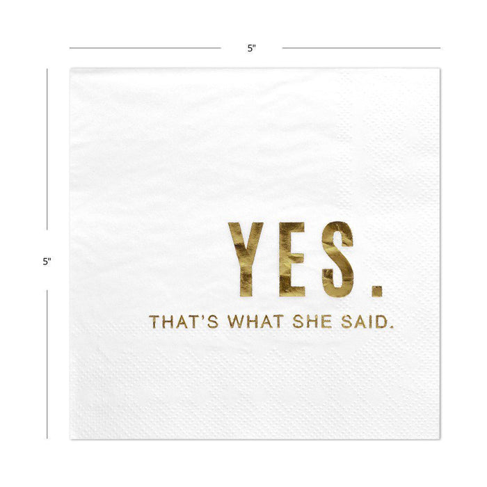 Yes That' What She Said Funny Cocktail Napkins-Set of 50-Andaz Press-Gold-