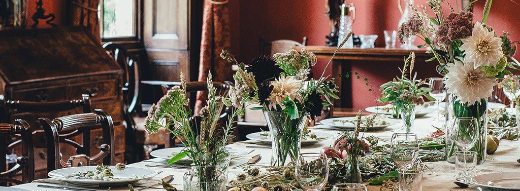 A holiday table setting