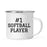 #1 Sports Stainless Steel Campfire Coffee Mug Thank You Gift-Set of 1-Andaz Press-Softball Player-