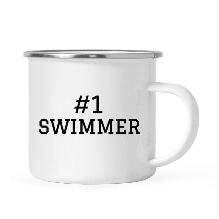 #1 Sports Stainless Steel Campfire Coffee Mug Thank You Gift-Set of 1-Andaz Press-Swimmer-