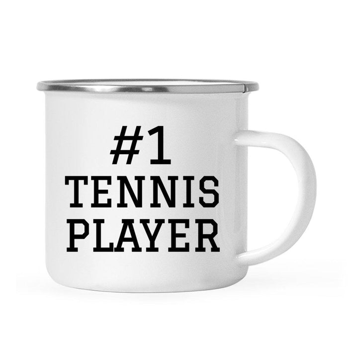 #1 Sports Stainless Steel Campfire Coffee Mug Thank You Gift-Set of 1-Andaz Press-Tennis Player-