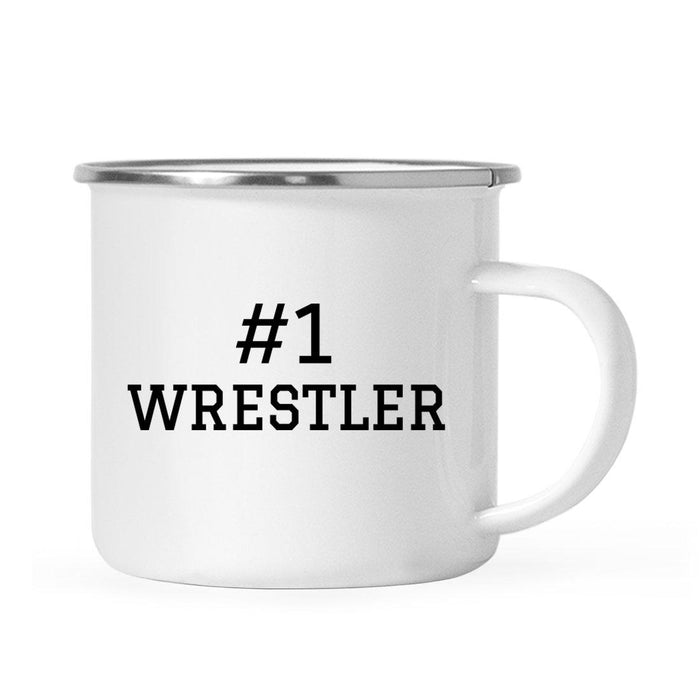 #1 Sports Stainless Steel Campfire Coffee Mug Thank You Gift-Set of 1-Andaz Press-Wrestler-