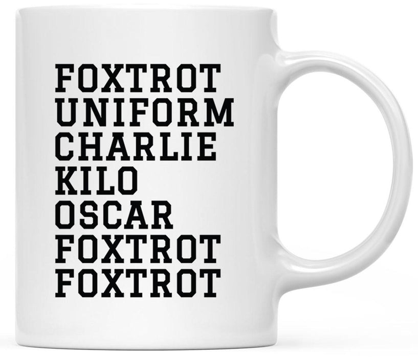 11oz Ceramic Funny Coffee Mug Gifts - 5 Designs-Set of 1-Andaz Press-Fuck Off Military Code Words-