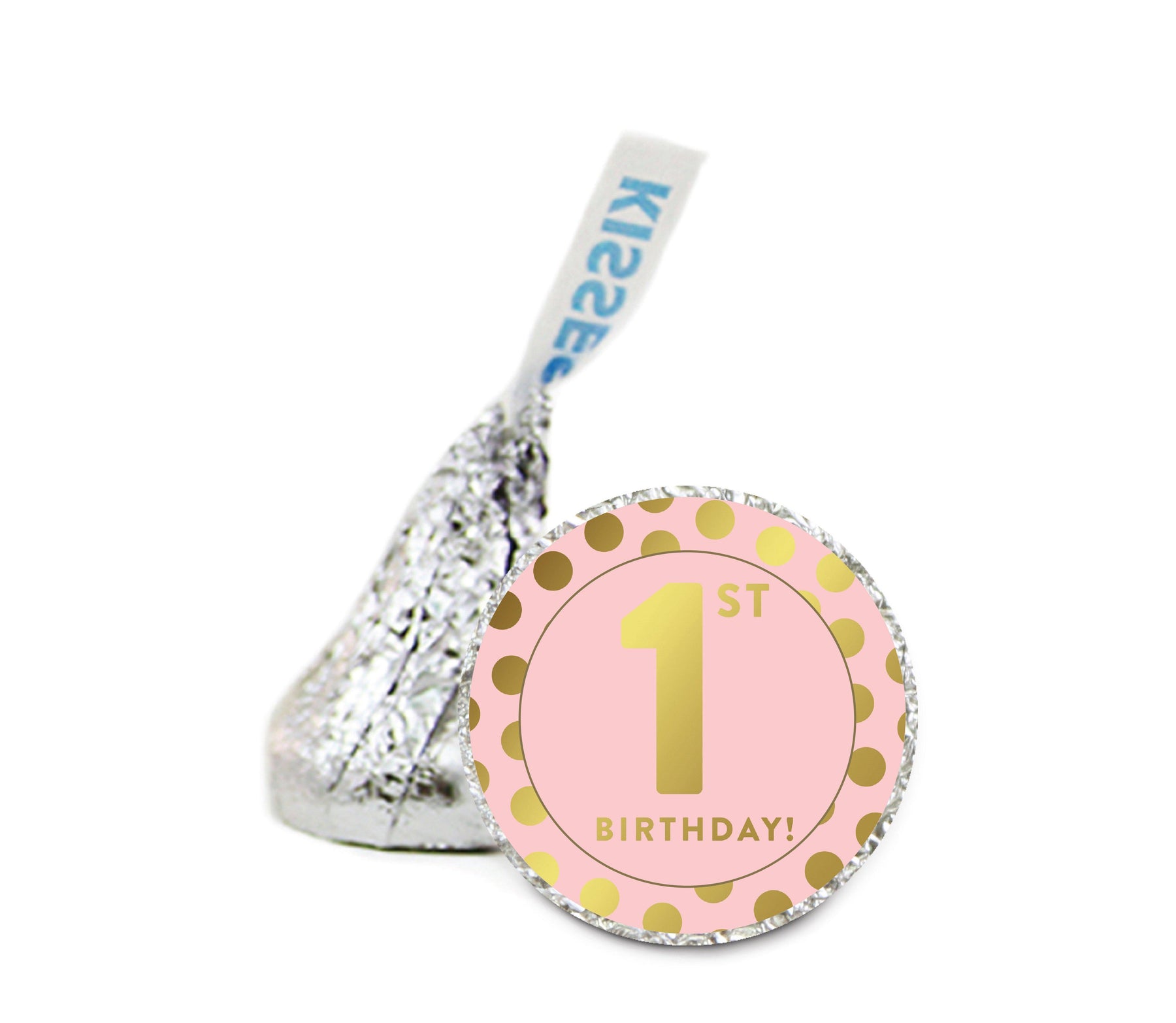 1st Birthday Hershey's Kisses Labels-Set of 216-Andaz Press-Girl-