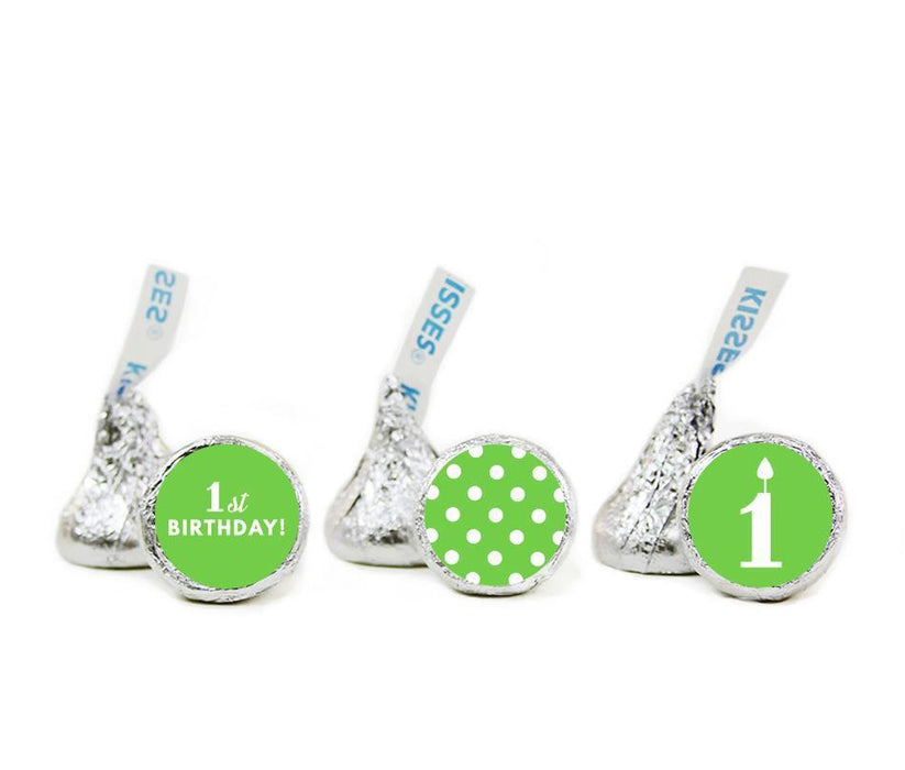 1st Birthday Hershey's Kisses Stickers-Set of 216-Andaz Press-Kiwi Green-