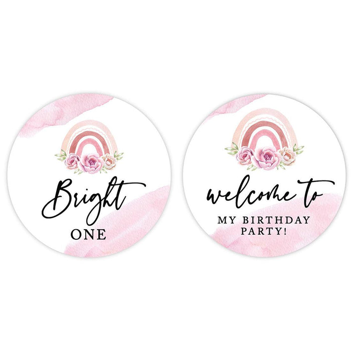 1st Birthday Party Round Cupcake Toppers DIY Favors Kit, For Kids Party Decor-Set of 20-Andaz Press-Daisy-
