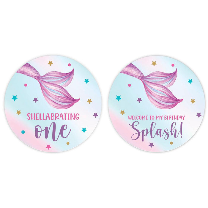 1st Birthday Party Round Cupcake Toppers DIY Favors Kit, For Kids Party Decor-Set of 20-Andaz Press-Daisy-