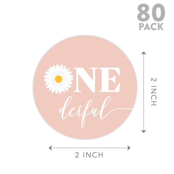 1st Birthday Party Round Cupcake Toppers DIY Favors Kit, For Kids Party Decor-Set of 20-Andaz Press-Daisy-