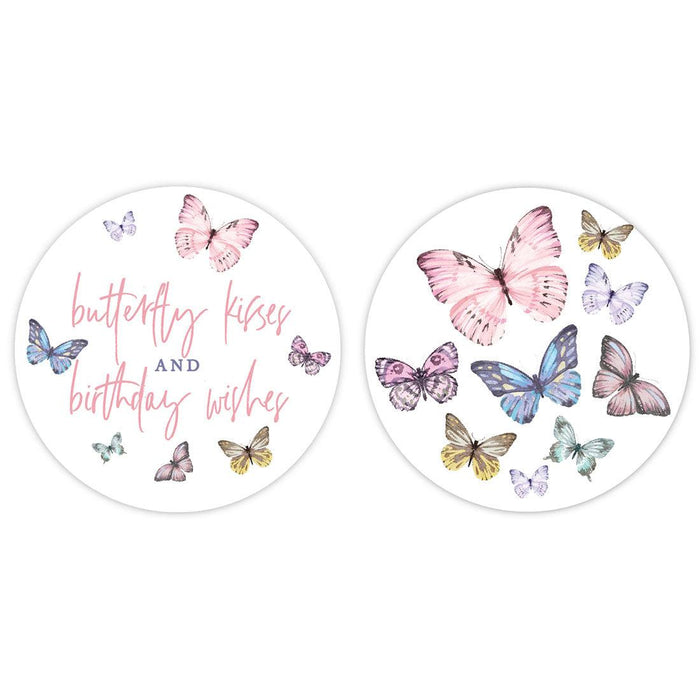 1st Birthday Party Round Cupcake Toppers DIY Favors Kit, For Kids Party Decor-Set of 20-Andaz Press-Butterfly-