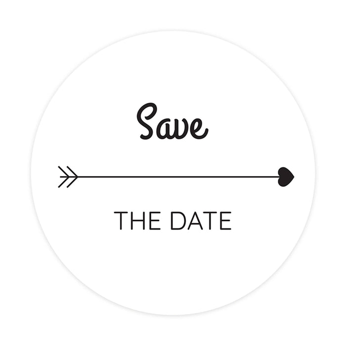 2-Inch Round Save the Date Sticker Labels for Wedding Invitations and Stationery-Set of 120-Andaz Press-Arrow Heart Design-
