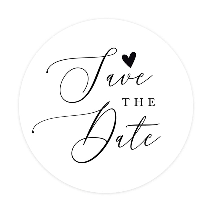 2-Inch Round Save the Date Sticker Labels for Wedding Invitations and Stationery-Set of 120-Andaz Press-Calligraphy Heart Design-