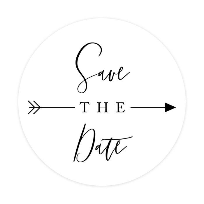 2-Inch Round Save the Date Sticker Labels for Wedding Invitations and Stationery-Set of 120-Andaz Press-Cursive Arrow Design-