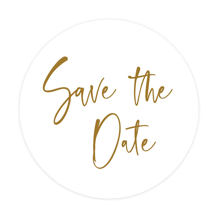 2-Inch Round Save the Date Sticker Labels for Wedding Invitations and Stationery-Set of 120-Andaz Press-Cursive Gold Design-