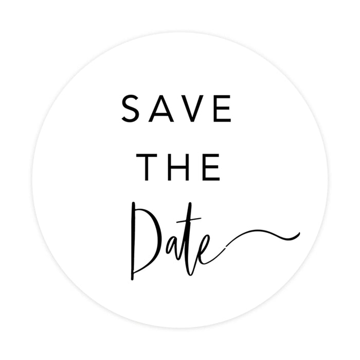 2-Inch Round Save the Date Sticker Labels for Wedding Invitations and Stationery-Set of 120-Andaz Press-Curved Design-