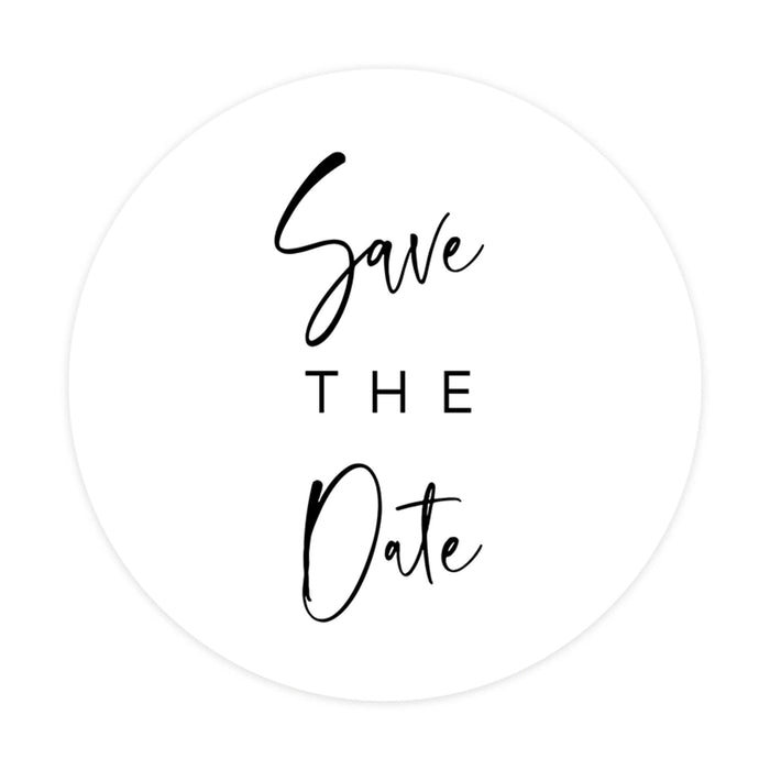 2-Inch Round Save the Date Sticker Labels for Wedding Invitations and Stationery-Set of 120-Andaz Press-Minimal Cursive Design-