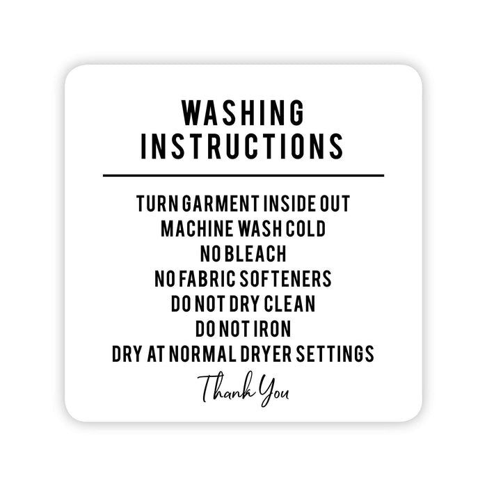 2-Inch Square Small Business Sticker Labels-Set of 120-Andaz Press-Washing Instructions-
