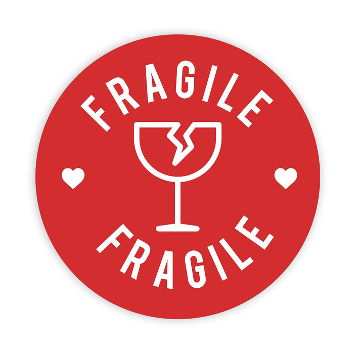 2-inch Round Small Business Sticker Labels-Set of 120-Andaz Press-Fragile Hearts-