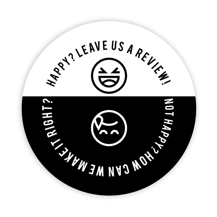 2-inch Round Small Business Sticker Labels-Set of 120-Andaz Press-Happy? Not Happy? Emoji-