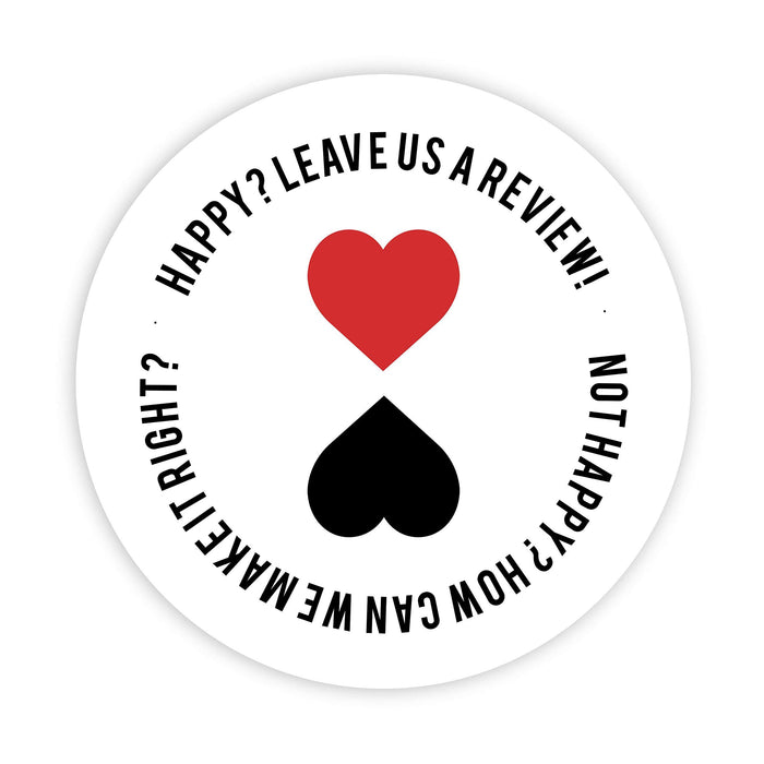 2-inch Round Small Business Sticker Labels-Set of 120-Andaz Press-Happy? Not Happy? Red Heart-