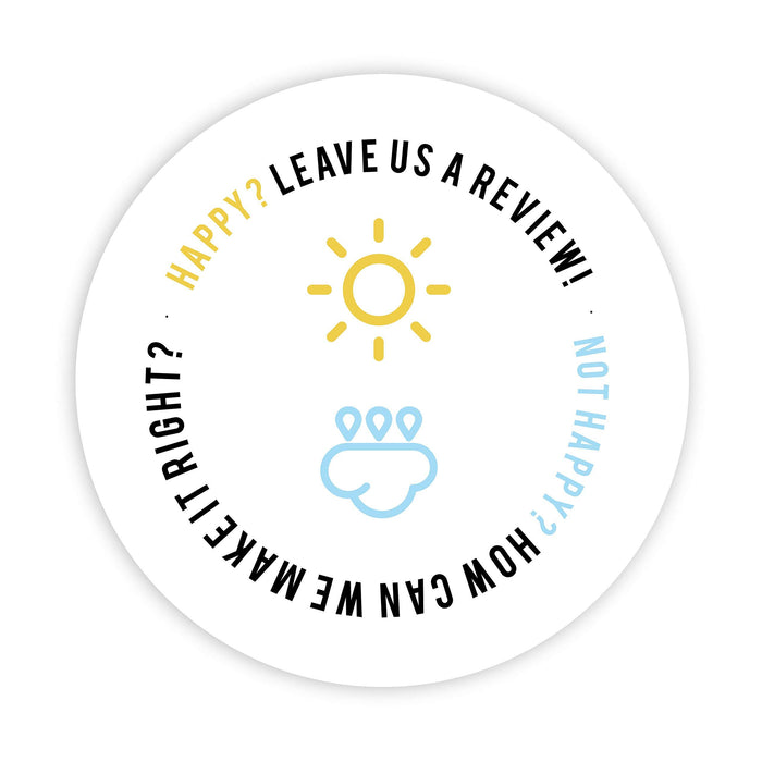 2-inch Round Small Business Sticker Labels-Set of 120-Andaz Press-Happy? Not Happy? Yellow Sun-