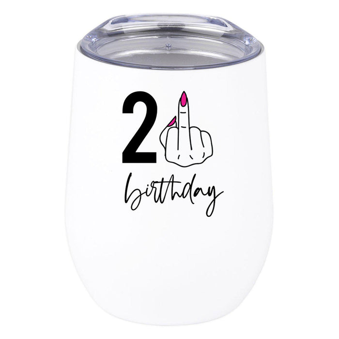 21st Birthday Wine Tumbler with Lid 12oz Stemless Stainless Steel Insulated-Set of 1-Andaz Press-Legal AF-