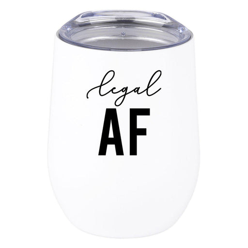 21st Birthday Wine Tumbler with Lid 12oz Stemless Stainless Steel Insulated-Set of 1-Andaz Press-Legal AF-