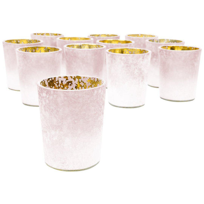 2.6" Tall Frosted Ombre Mercury Glass Votive Candle Holders-Set of 12-Koyal Wholesale-Pink-