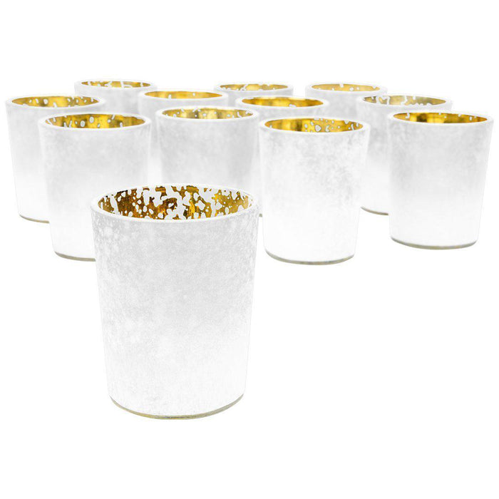 2.6" Tall Frosted Ombre Mercury Glass Votive Candle Holders-Set of 12-Koyal Wholesale-White-