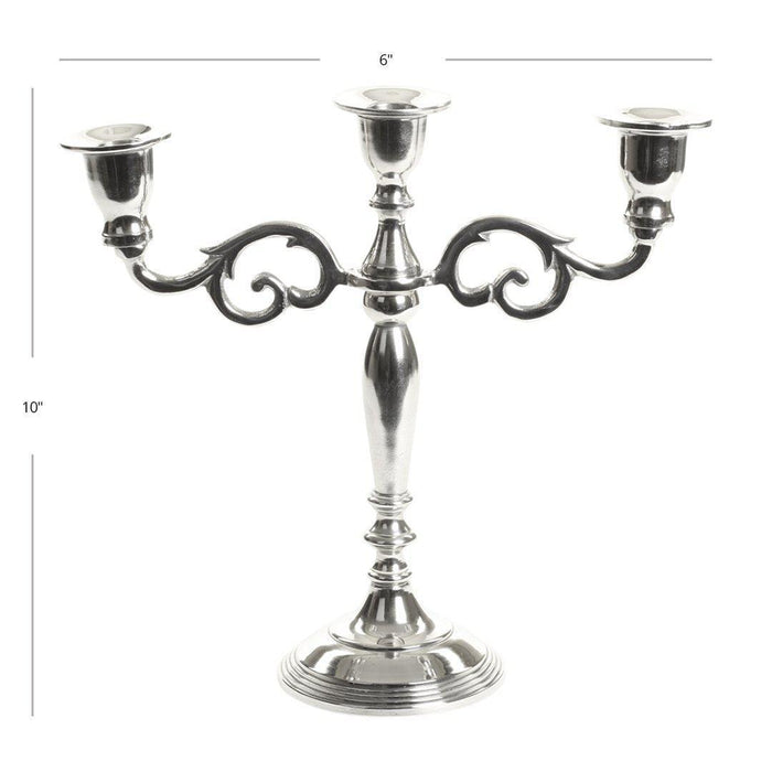 3 Arm Metal Candelabra Candle Holder Centerpiece-Set of 1-Koyal Wholesale-Vintage Brass-