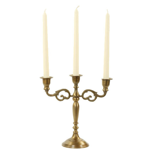 3 Arm Metal Candelabra Candle Holder Centerpiece-Set of 1-Koyal Wholesale-Vintage Brass-