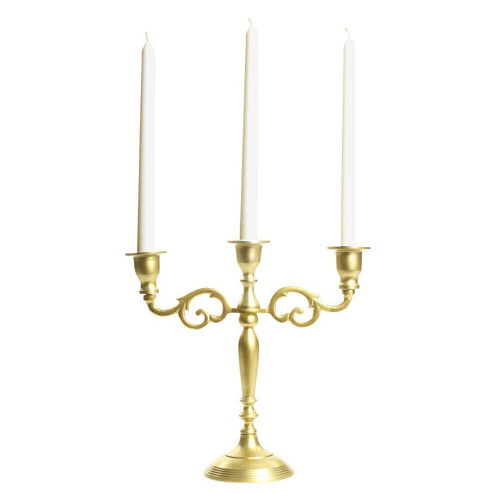 3 Arm Metal Candelabra Candle Holder Centerpiece-Set of 1-Koyal Wholesale-Vintage Brass-