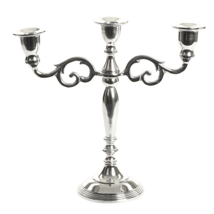 3 Arm Metal Candelabra Candle Holder Centerpiece-Set of 1-Koyal Wholesale-Silver-