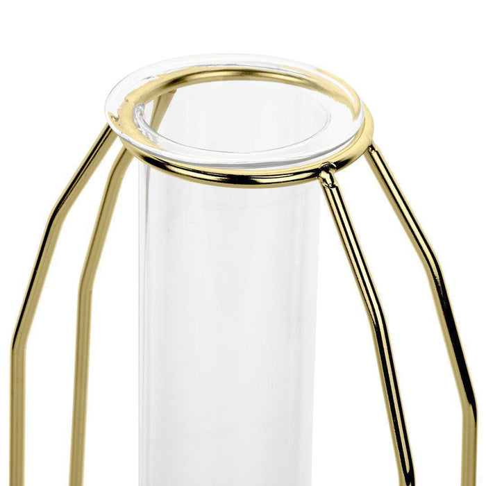 3 Piece Modern Metal Glass Test Tube Bud Vases-Set of 3-Koyal Wholesale-Gold-