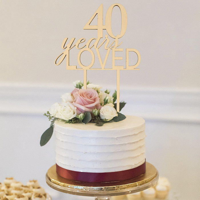 40 Years Loved Laser Cut Wood Cake Topper-Set of 1-Andaz Press-