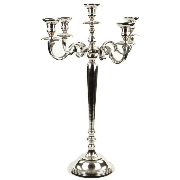 5-Arm Metal Candelabra Candle Holder Centerpiece-Set of 1-Koyal Wholesale-Gold-12"-